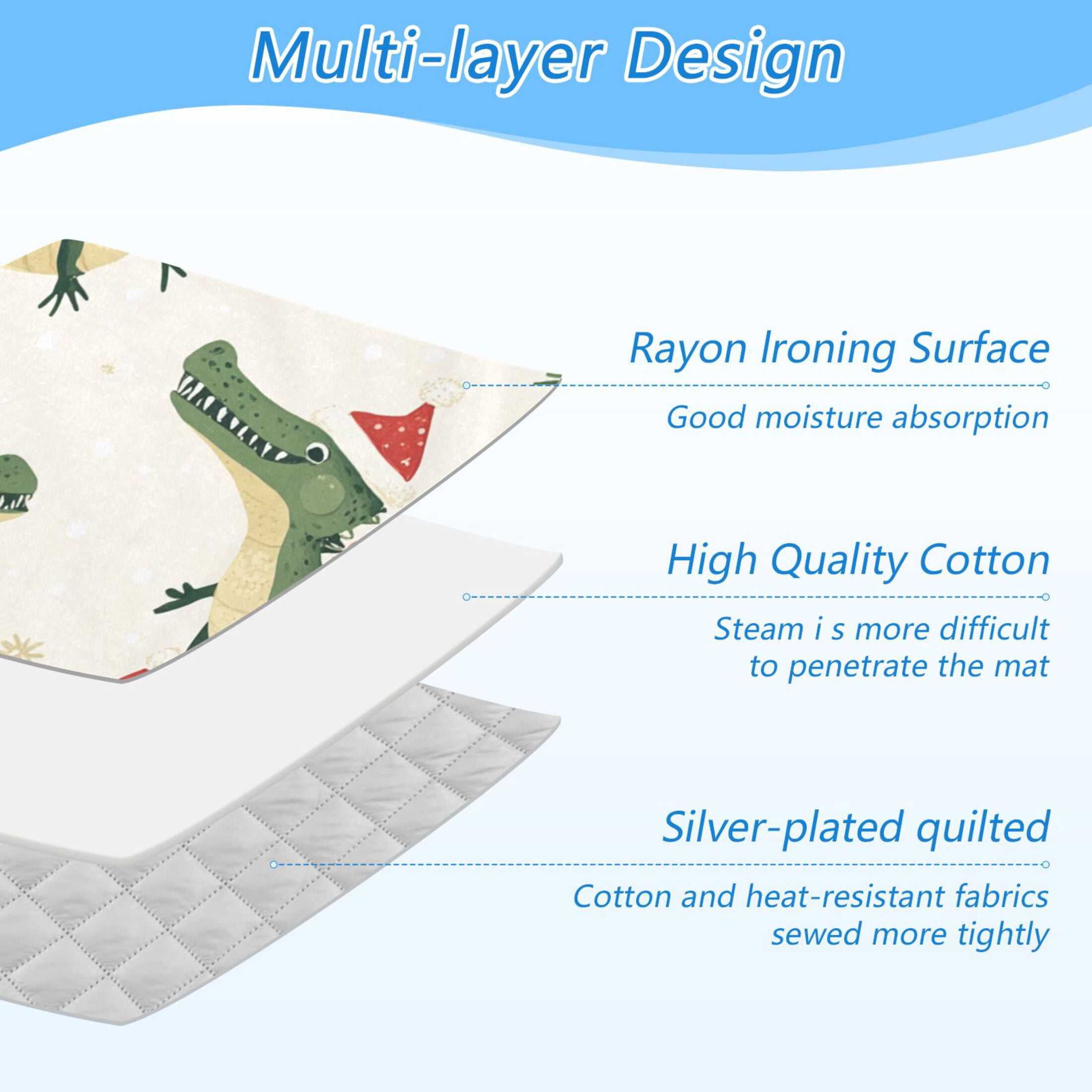 Crocodiles Christmas Gifts Ironing Board Covers Heat Resistant Ironing Pad Mat Portable for Travel Washer Dryer Table