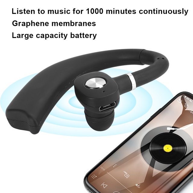 Ear Hook Headset, In-Ear Earphones, 180 Rotate IPX5 Waterproof for IOS System Black