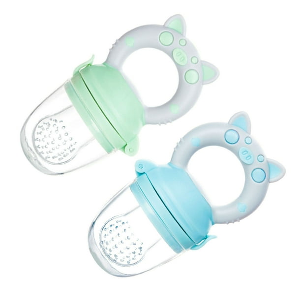 Alimentador de frutas para bebés, alimentador de alimentos para bebés de 2 piezas, alimentador de alimentos para bebés, chupete, alimentador de alimentos para bebés de silicona, diseño fácil de usar