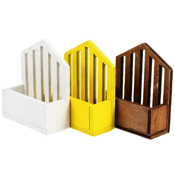 3pcs Miniature Wooden Basket for Doll House Decoration Mini Wooden Storage Basket Small Flower Basket