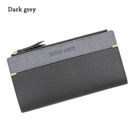 Business Money Bag Clutch Zipper Cellphone Bag Coin Purse Card Holder Long Wallet DARK GREY