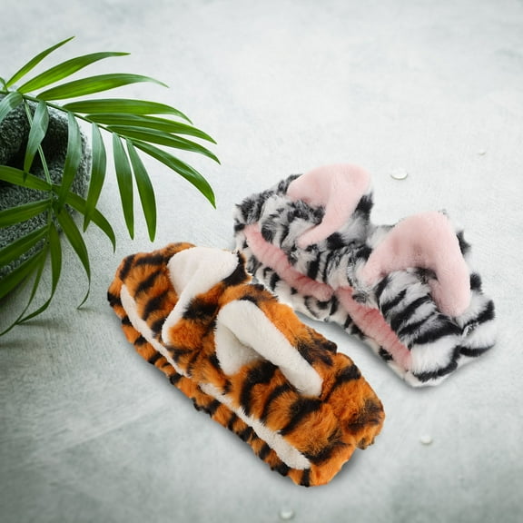 LULULION 2Pcs Plush Tiger Animal Ear Makeup Headband Elastic Stretch for Spa Skincare