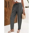 thumbnail image 4 of Women'S Linen Pants with Drawstring Petite Summer Beachwear Elastic Waist Pants, 4 of 9