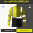 thumbnail image 3 of Pomerol Hi-Vis Long Sleeve Work Shirt, ANSI Class 3 Reflective, Yellow/Black, 3-Pack, Size M, 3 of 8