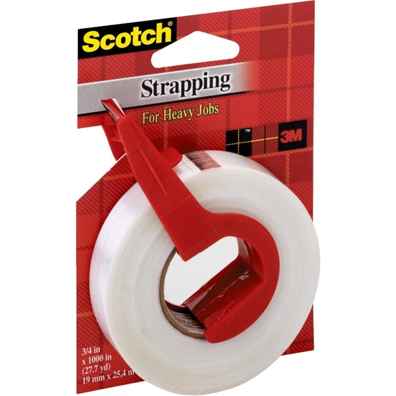 Scotch Reinforced Strength Shipping Strapping Tape with Dispenser, Clear, 0.75 in. x 1000 in., 1 Dispenser/Pack