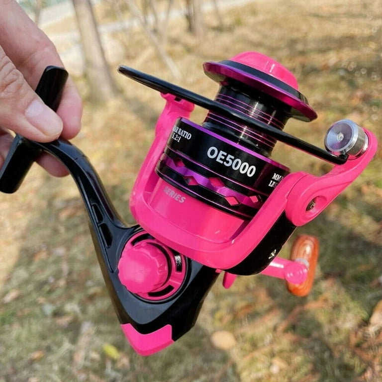 1 3 fishing reel drags Fishing Reels Fish Alarm Drag 5-12KG Spinning Reel Metal Spool 5.2:1 Green  Pink