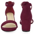 thumbnail image 3 of BLISSFUL STEP Women's Ankle Strap Open Toe Block Heels Sandals Burgundy (Size 9), 3 of 6