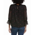 thumbnail image 2 of CeCe womens  Shirred Neck 3/4 Ruffle Sleeve Top, s, Black, 2 of 3
