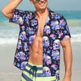 thumbnail image 7 of Sikiie cool flower Skull Print Men's Hawaiian Shirt, Summer Beach Button Pocket Short Sleeve T-Shirt,3X-Large, 7 of 7