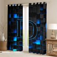 thumbnail image 2 of Erosebridal Abstract Letter Monogrammed D Curtains Pack of 2 (42x84 Each) For Children Kids,Geometric Buffalo Plaid Curtains Blackout For Teens Boys Girls, 2 of 6