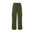 thumbnail image 6 of Linen Pants Women Elastic High Waisted Drawstring Cargo Pants Baggy Wide Leg Pant Casual Beach Pant, 6 of 6