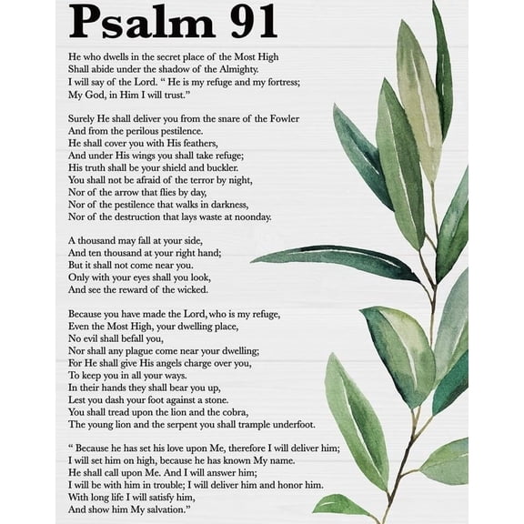 Inspirational Scripture Wall Art Bible Verses Psalm 91 Wall Decor Christian Wall Art Decor Prayer Room Decor Religious Gifts for Home Office Nursery Bathroom Decoration poster