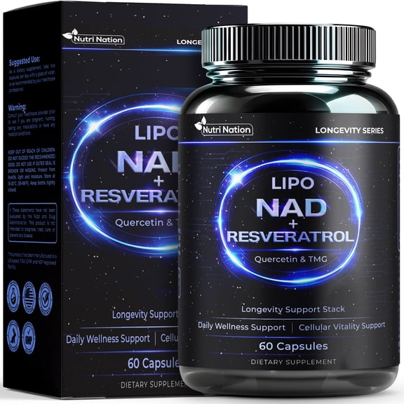 Liposomal NAD Supplement with Resveratrol, Quercetin and TMG for Anti Aging and Cell Regeneration