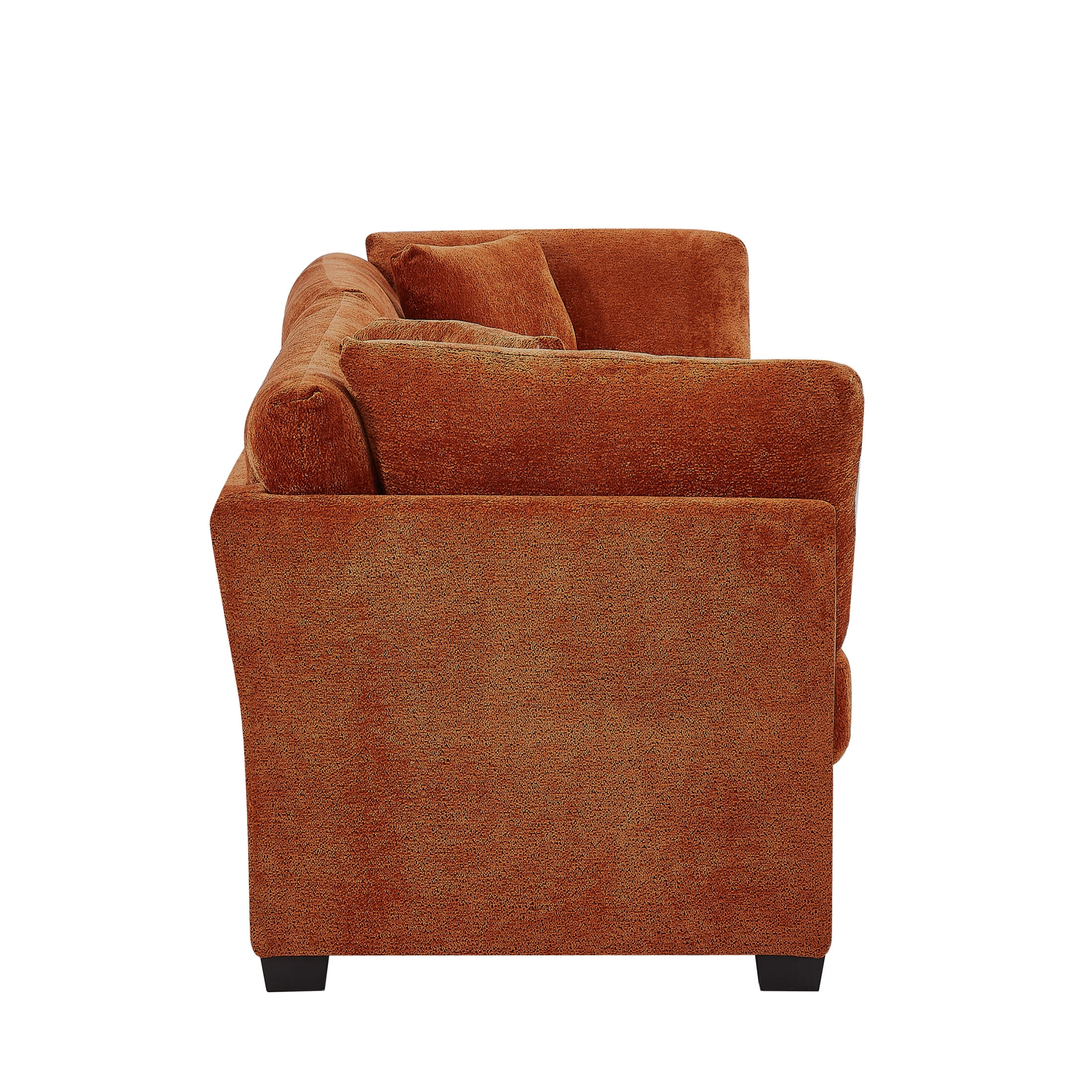 Christopher Knight Home 83.5" Modern 3-Seater Sofa with Flared Arms and Pillows, Chenille Upholstery, Caramel