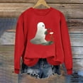 thumbnail image 4 of Plus Size Halloween T Shirts for Women Funny Cute Long Sleeve Graphic Tees Casual Loose Pullover Tops Fall Clothes Hot Pink, M, 4 of 6