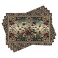 thumbnail image 3 of Ambesonne Oriental Floral Table Runner & Placemats, Art Ethnic Flowers, Placemat 4 pcs + Runner 16"x72", Reseda Green Ruby Tan, 3 of 4