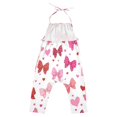thumbnail image 3 of Girls' Jumpsuits Rompers Summer Casual Sleeveless Rompers With Pockets Spaghetti Strap Romper Red and Pink Bows 5T, 3 of 7