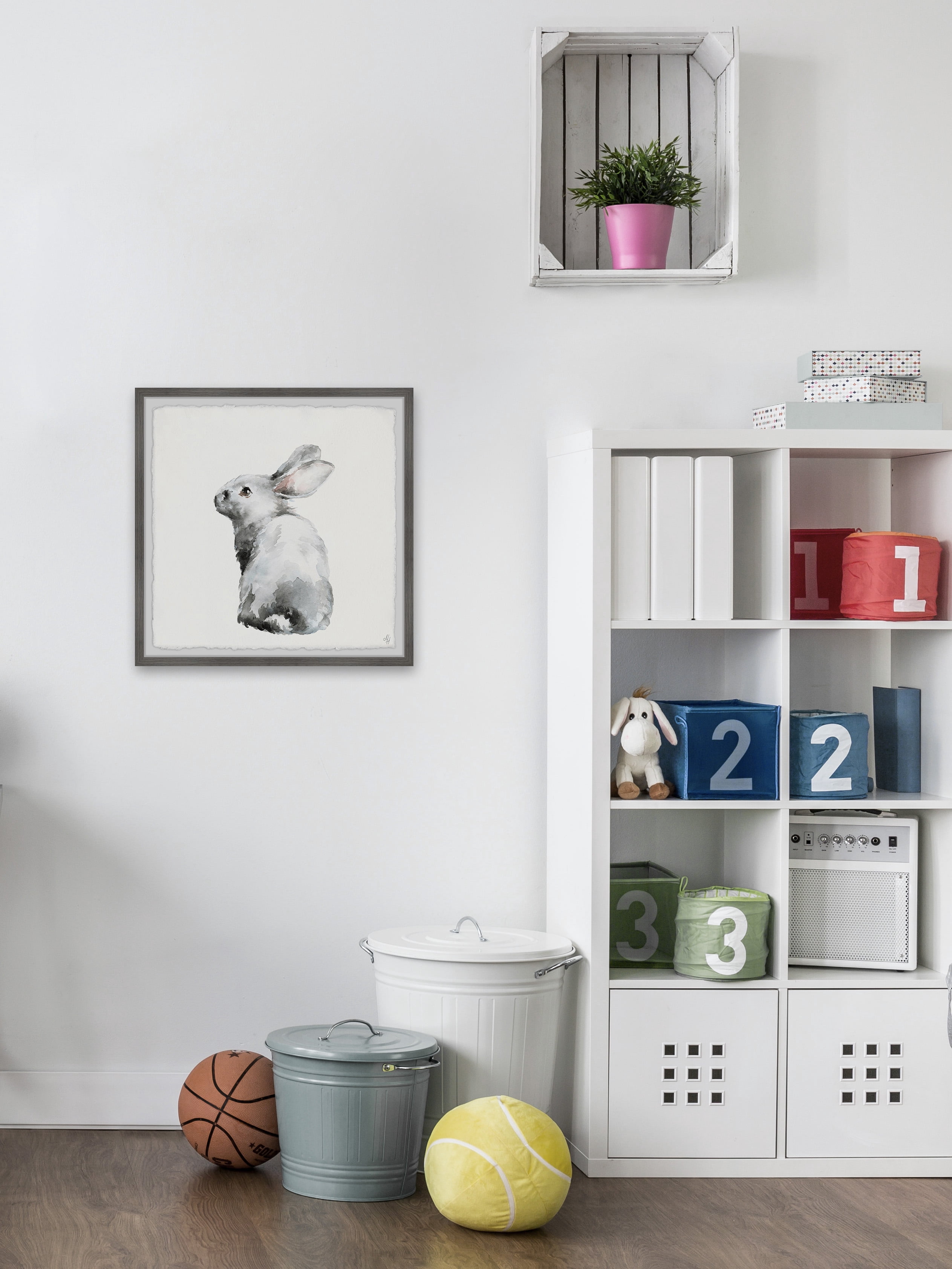 Marmont Hill Furry Bunny Framed Wall Art, 12.00" x 1.50"
