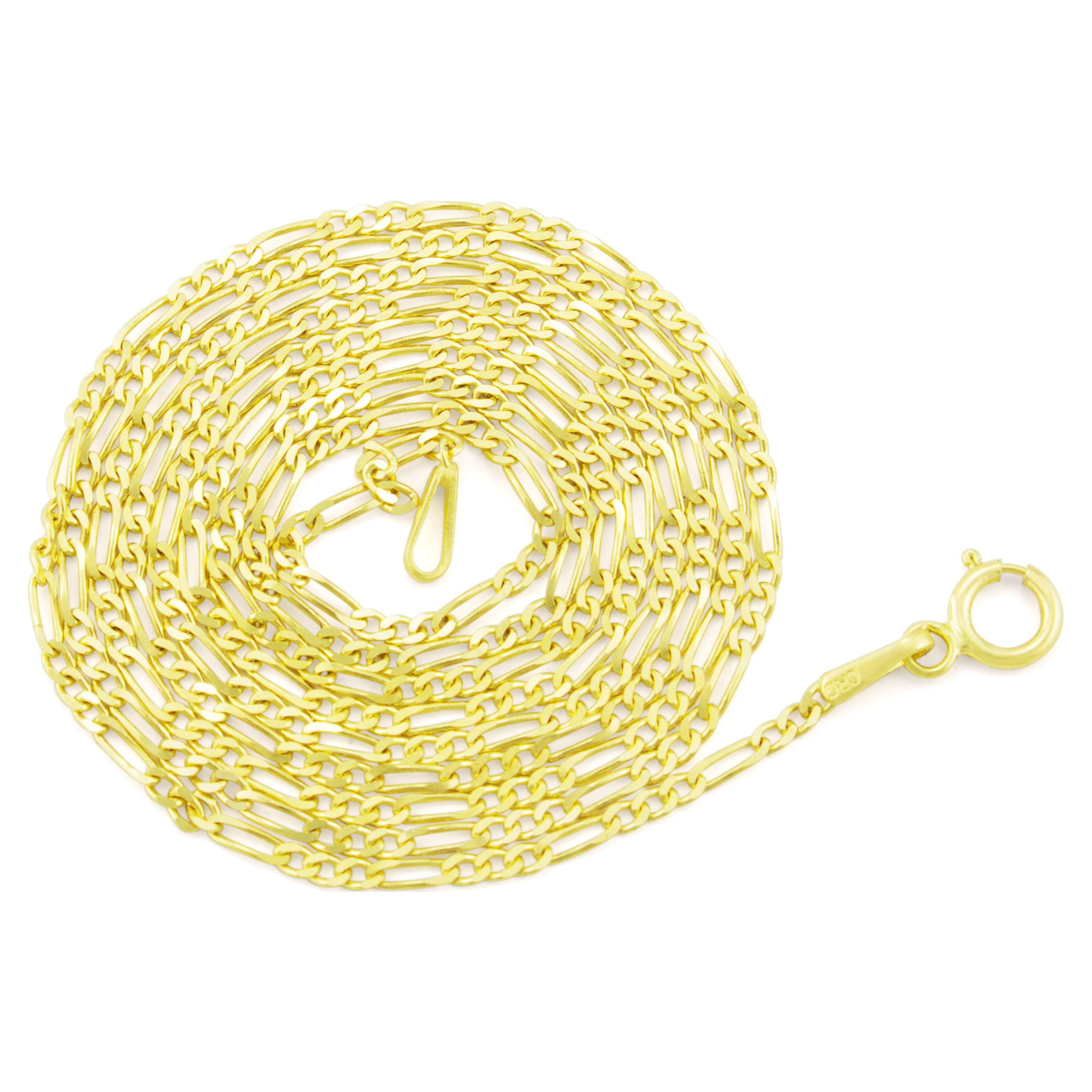 Nuragold 14k Real Yellow Gold Figaro Link 2mm Chain Necklace (16"-24") Dainty Italian Jewelry for Men & Women