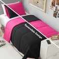 thumbnail image 3 of The Sheet Lab Reversible Box Stitch Comforter Set, 3-Piece Full/Queen – Hot Pink/Black, 3 of 9