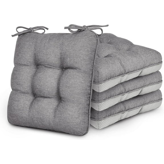 Memory Foam Chair Cushions Set of 4, 19"x19"x3.5" Indoor & Outdoor Seat Pads for Dining, Kitchen, Office, Patio Chairs - Green