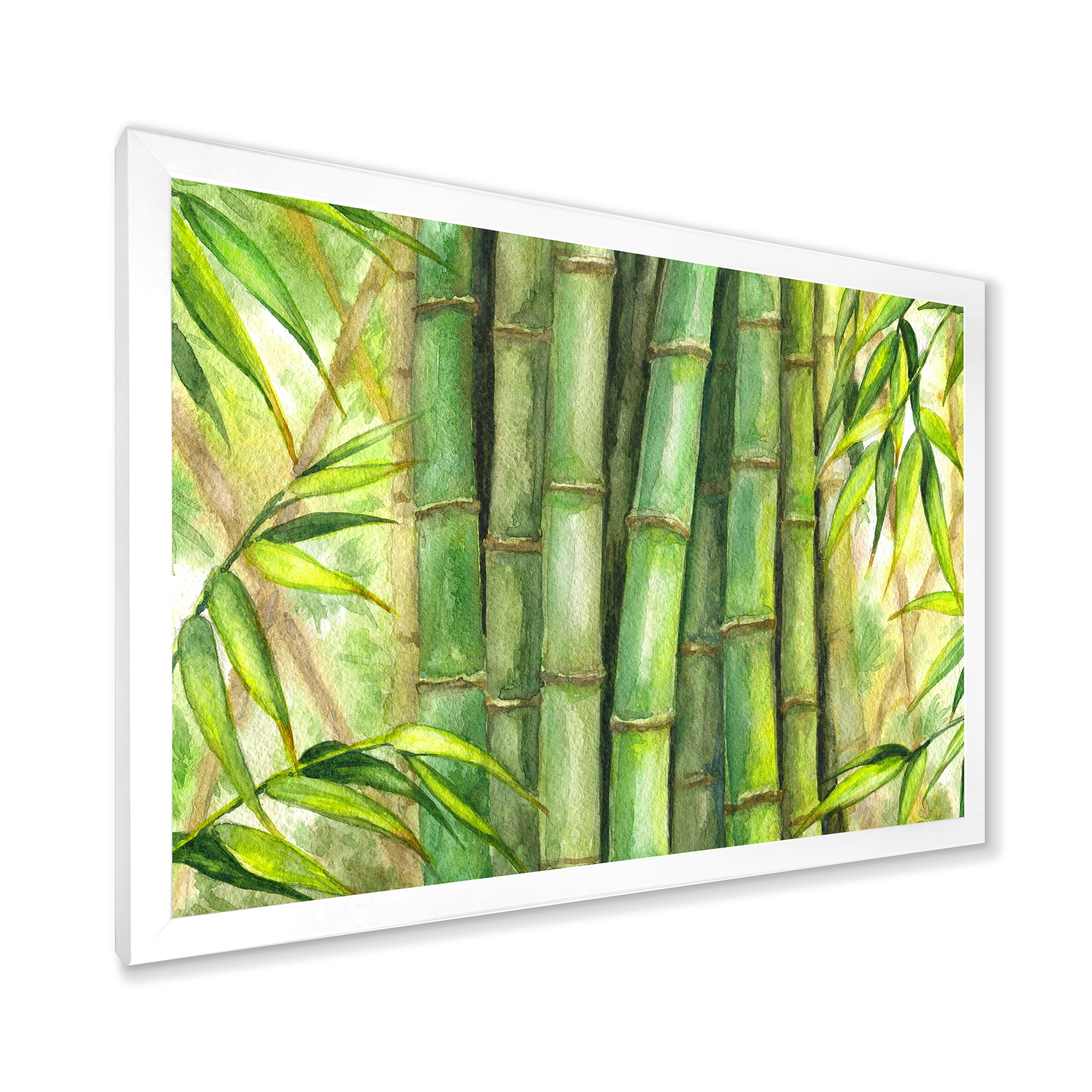 Designart 'Bright and Green Bamboo Stems' Transitional Framed Art Print