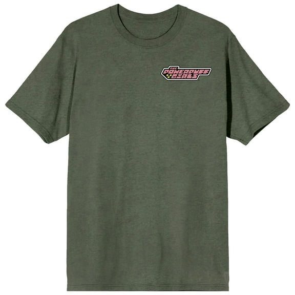 Powerpuff Girls Sugar Spice & Everything Nice Adult Monterray Sage Crew Neck Short Sleeve T-shirt-Medium