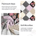 thumbnail image 6 of Davulos Patchwork Quilt Set Full/Queen Size, 3 Pieces Pink Gray Floral Plaid Summer Bedspread Coverlet Set, Soft Microfiber Reversible Lightweight Bed Cover for All Season, 6 of 9