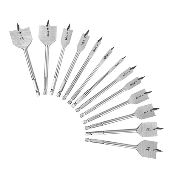 LOVIVER 13 Pieces Spade Drill Bit Sets Portable Impact Drill Bit Set for Woodworking