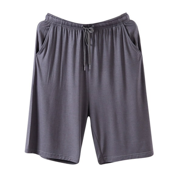 Pantalones de pijama de color liso para hombre con cinco piezas de largo, ropa de casa fina para hombre, pantalones cortos de pijama, pijamas para hombre