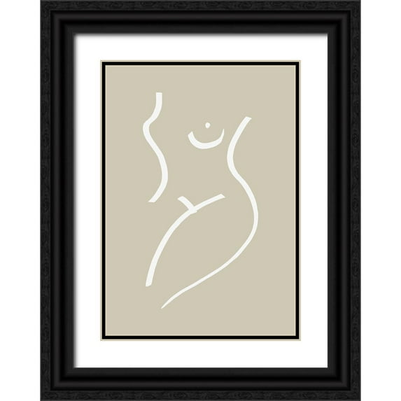 Uppsala Studio 18x24 Black Ornate Wood Framed with Double Matting Museum Art Print Titled - Body Sketch Sand