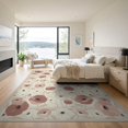 thumbnail image 3 of ODIKA 9'x12' Washable Area Rug Round Petal Motif Featuring Central Bow Design And Blush Trim for Great Room, Indoor Concept, Large Living Low Pile, Flatwoven, 3 of 7