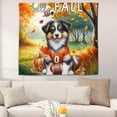 thumbnail image 2 of Hello Fall Miniature American Shepherd Football Welcome Autumn with Leaves Pumpkins Tapestry MAS Dog Lover Gifts Wall Hanging Backdrop Home Decor - 00012, 2 of 5