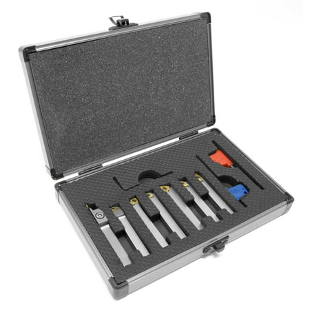 UPC: 0044459991656 | WEN Premium 5/16-Inch Nickel-Plated Indexable Carbide-Tipped Metal Lathe Tool Bits  7-Piece Set with Storage Case