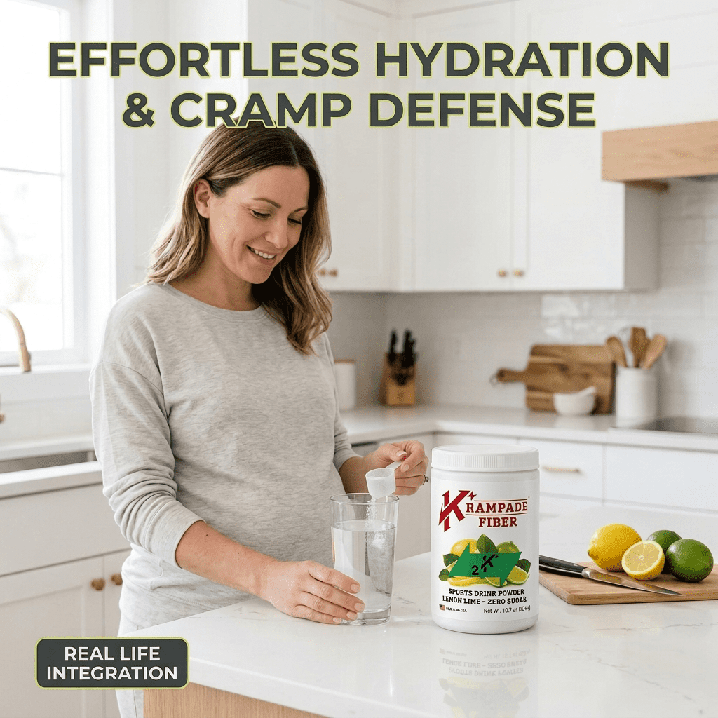 Krampade High Fiber High Potassium Electrolyte Powder Lemon Lime Leg Cramp Relief Digestive Health Support 1 Count 19 Servings