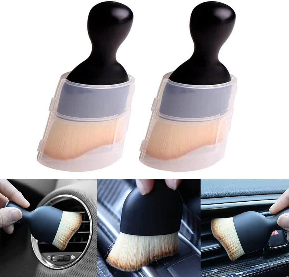 2 PCS Car Interior Cleaning Tool, Soft Bristles Car Detailing Brush