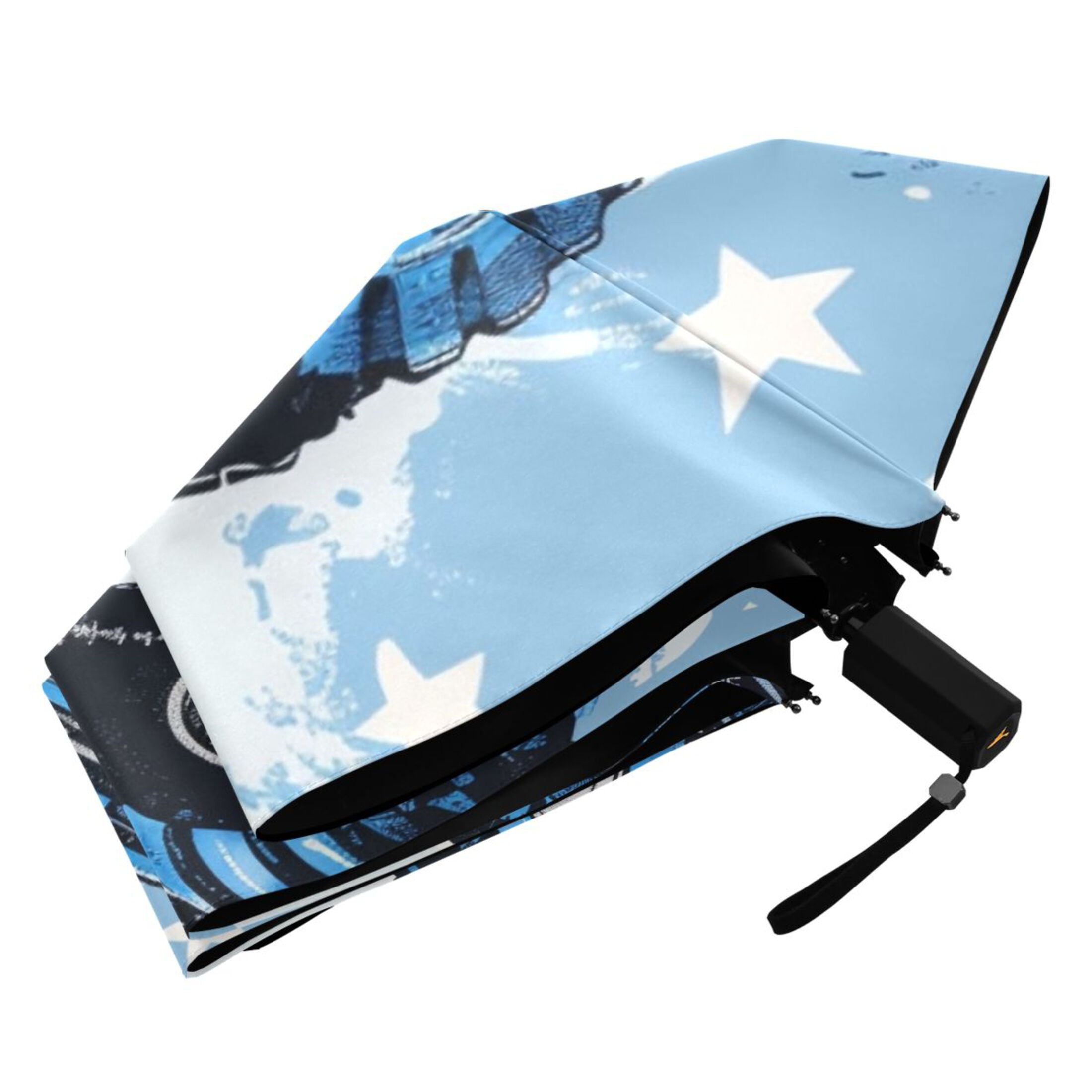 Monster Truck and Star Compact Sun Umbrella Windproof Travel Umbrellas for Rain Strong Portable UV Protection