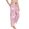 thumbnail image 2 of Uemuo Pink Flamingo Pattern Women's Wide Leg Palazzo Lounge Pants with Pockets Light Weight Loose Comfy Casual Pajama Pants-Medium, 2 of 9