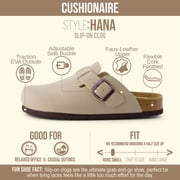 Cushionaire Hana Womens Clogs | Comfortable Vegan Suede Clogs for Women | Slip On Potato Shoes with Cork Footbed & Arch Support | Memory Foam, Wide Widths Available