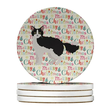 

La Perm #1 Cat Christmas Large Sandstone Coasters Pack of 4 4 in x 4 in