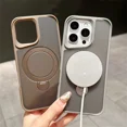 thumbnail image 4 of Magnetic Bracket Frosted Transparent Case For iPhone 16 Pro Max Fold Holder Cover For iPhone 16 Plus 15 14 13 Pro Hard Cases, 4 of 5