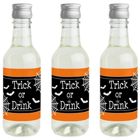 Trick or Treat - Mini Wine and Champagne Bottle Label Stickers - Halloween Party Favor Gift for Women and Men - Set (Best Mini Champagne Bottles)