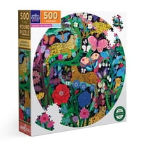 eeBoo Piece & Love: Jaguars & Butterflies - 500 Piece Puzzle - Adult Round Jigsaw, 23" Diameter, Includes Image Reference Insert, High-Quality