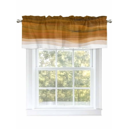 Scorched Orange Waves Valances for Windows Rod Pocket Kitchen Valance Curtains - Soft & Washable Small Window Treatment for Living Room Bathroom Abstract Gradient 42x12 Inch 1 Panel