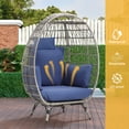 thumbnail image 4 of Dextrus Egg Chair Outdoor Egg Lounge Chair with Cushion Wicker Chair PE Rattan Chair for Patio, Garden, Backyard, Porch-Blue, 4 of 5
