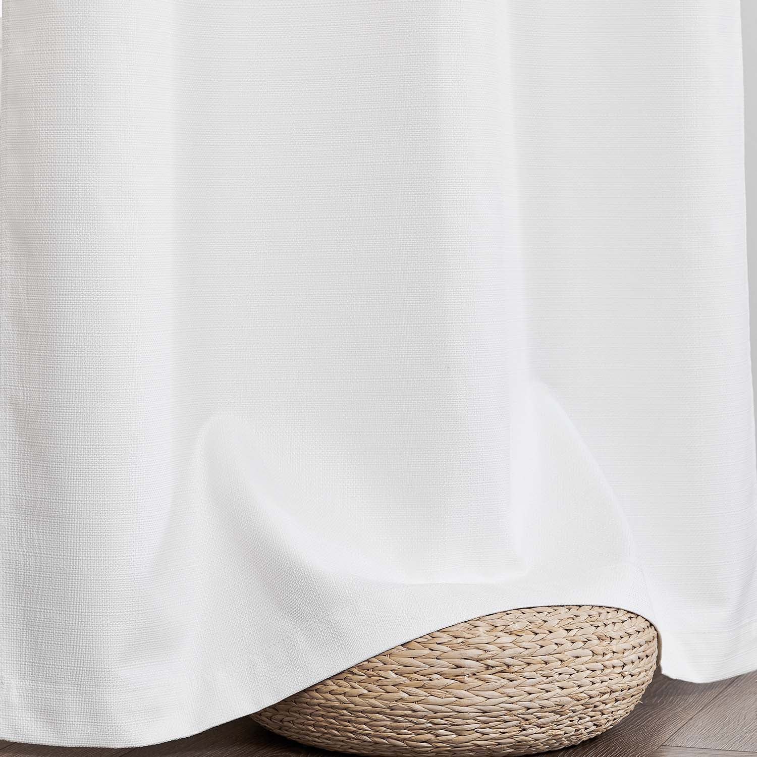 Curtainking White Curtains for Living Room Darkening 38 x 63 Inches Linen Textured Curtain Grommet Top 2 Panels