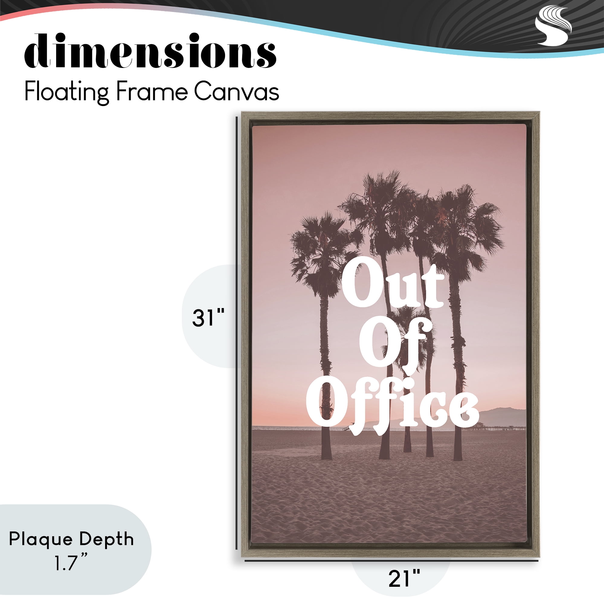 Stupell Industries Pink Tropical Out Of Office Brown Framed Floater Canvas Wall Art, design by Lil' Rue