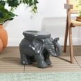 thumbnail image 3 of White Elephant 14.25" Ceramic Garden Stool, Gray, 3 of 9