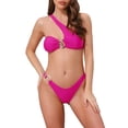 thumbnail image 1 of INSPIRAR CHIC Conjunto de Bikini de Dos Piezas con Tirante Asimétrico y Anillo Metálico, Parte Inferior Triangular, Pequeño, Rosa Rojo, 1 of 5