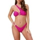 thumbnail image 1 of INSPIRAR CHIC Conjunto de Bikini de Dos Piezas con Tirante Asimétrico y Anillo Metálico para Mujeres, Parte Inferior Triangular, Talla X-Large, Rojo Rosa, 1 of 5